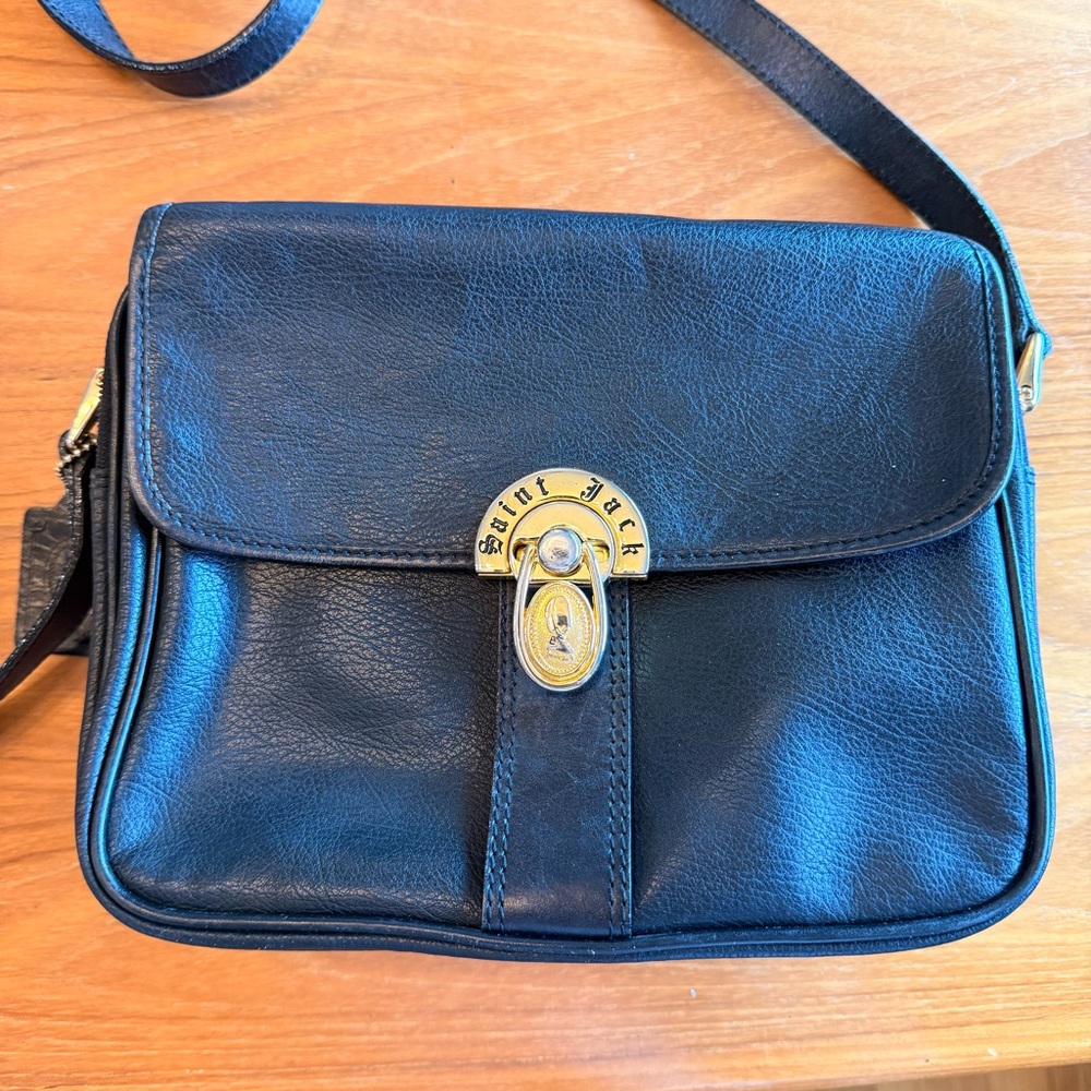 Vintage 1980s Saint Jack 🇬🇧 Black Leather Crossbody Bag